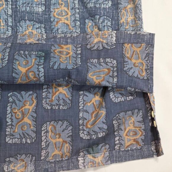 REYN SPOONER DIETRICH VAREZ BLUE PETROGLYPHS REVERSE HAWAIIAN SHIRT MENS LARGE - Picture 5 of 6